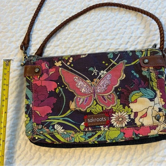 RARE Sakroots Floral Butterfly Crossbody Convertible Bag - Picture 4 of 11